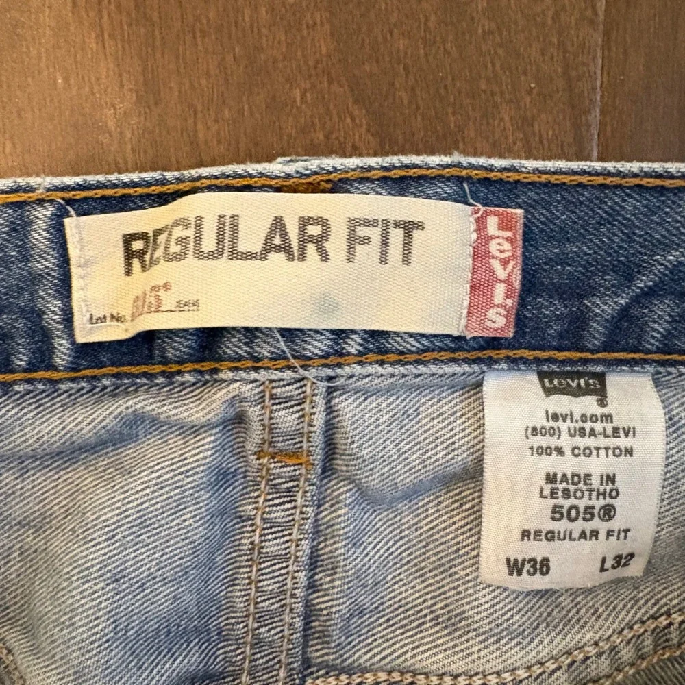 Y2K Levi's 505 Regular Fit Jeans Mens 36x32 Light Wash Straight‎ Leg 100% Cotton